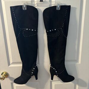 Boston Design Studio Black Thigh High Boots Womens 8
